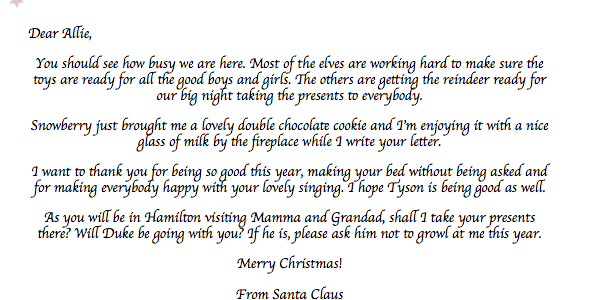 Letter from Henley Santa